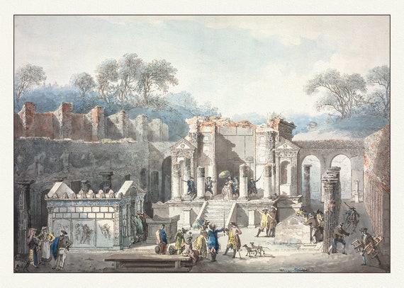 The Temple of Isis at Pompeii . 1761, vintage etching  on durable cotton canvas, 50 x 70 cm or 20x25" approx.