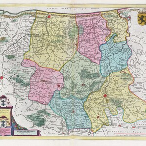 Países Baixos, Iprensis Episcopatus, 1665, Blaeu auth. , mapa em tela grossa de algodão, 50 x 70 cm