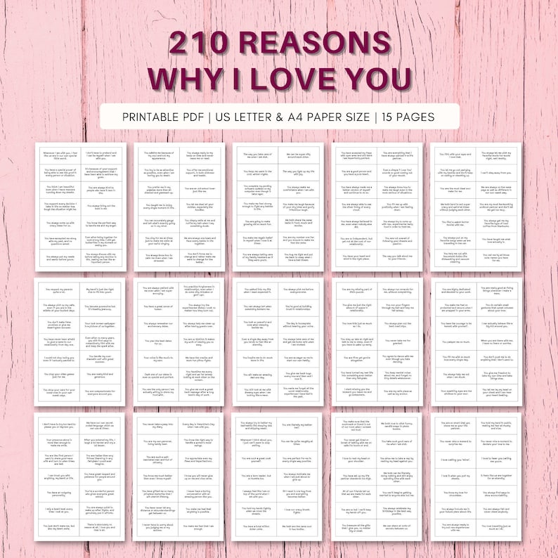 210 Reasons Why I Love You Printable DIY Jar Printable Etsy