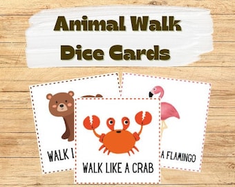 Animal Walk Taschenwürfelkarten; Animal Walk Übungskarten