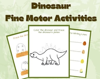 Dinosaur Pre-Writing Line Worksheets; Dinosaur Fine Motor Activities