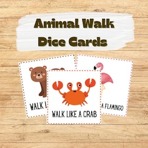 Animal Walk Taschenwürfelkarten; Animal Walk Übungskarten