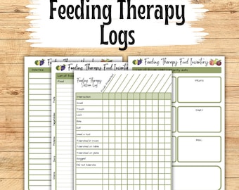 Feeding Therapy Logs, Home feeding therapy log, session feeding therapy log, food repertoire feeding therapy log