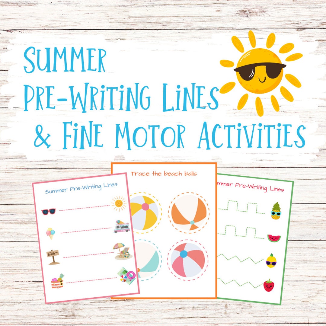Summer Themed Fine Motor and Pre-writing Line Worksheets, Preschool ...