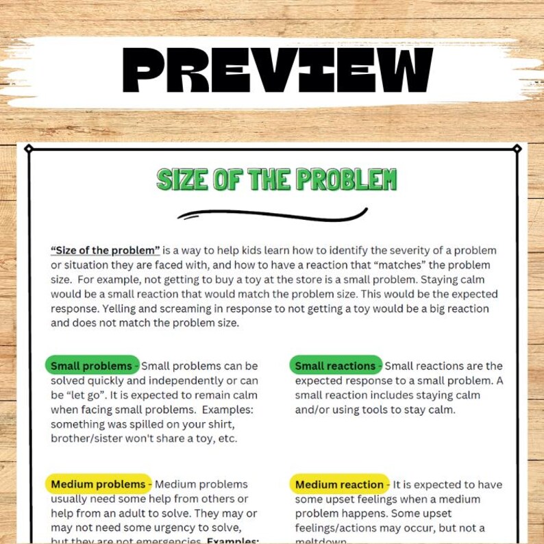 Size of the Problem Parent Handout- Size of the Problem, Occupational ...
