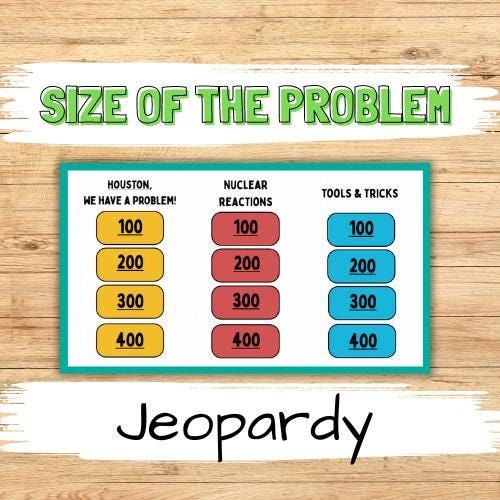 Size of the Problem Jeopardy Game - Emotional Regulation Teletherapy Game, Social Emotional Learning Game, Occupational Therapy activity