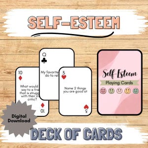 Juego de cartas para la autoestima para imprimir, baraja de cartas para la autoestima, juego de autoestima, juego de terapia ocupacional, entrenador interior, crítico interior para adolescentes