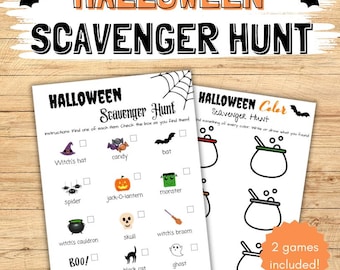 Printable Halloween Scavenger Hunt, Halloween Scavenger Hunt for Kids