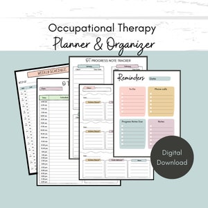 Occupational Therapy Planner & Organizer; Pediatric Occupational Therapy Planner, COTA planner, OT Planner and Organizer Templates