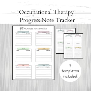 Occupational Therapy Progress Note Tracker, Occupational Therapy Progress Note Planner, OT Progress Note Organizer