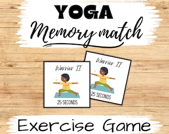 Kid's Yoga Memory Match Game, Kid's Fitness Game, Exercise game for kids, Pediatric Physical therapy game, Fitness memory match