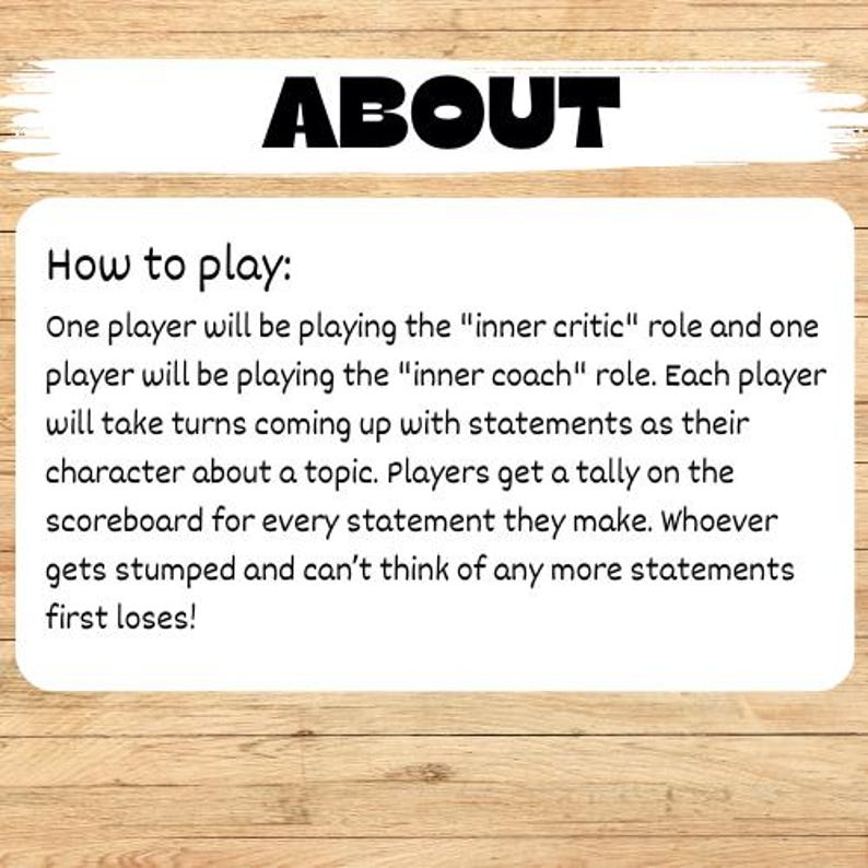 Inner Coach / Inner Critic Battle Game - Kid's Counseling Game, SEL ...