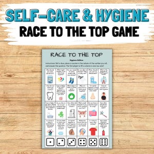 Juego de higiene Race to the Top para adolescentes, juego de higiene sin preparación, juego de autocuidado AVD para adolescentes y niños, higiene para niños con autismo