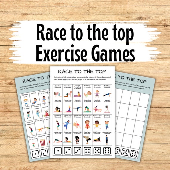 Printable Exercise Game; Race to the top exercise game; Brain break movement game, Pediatric Physical Therapy Game, Kid's exercise game