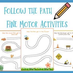 Trace the Path Worksheets, Path tracing, Pencil Control Worksheet, Preschool fine motor activity, Occupational Therapy Worksheets