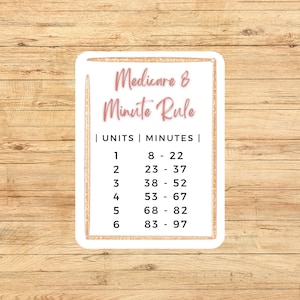 Medicare 8 minute rule sticker, 8 minute unit sticker, physical therapist sticker, occupational therapist sticker, PT sticker, OT sticker