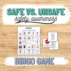 Juego de bingo seguro versus inseguro, Conciencia de seguridad para niños, Juego de concientización sobre seguridad, Juego SEL, Actividad de terapia ocupacional