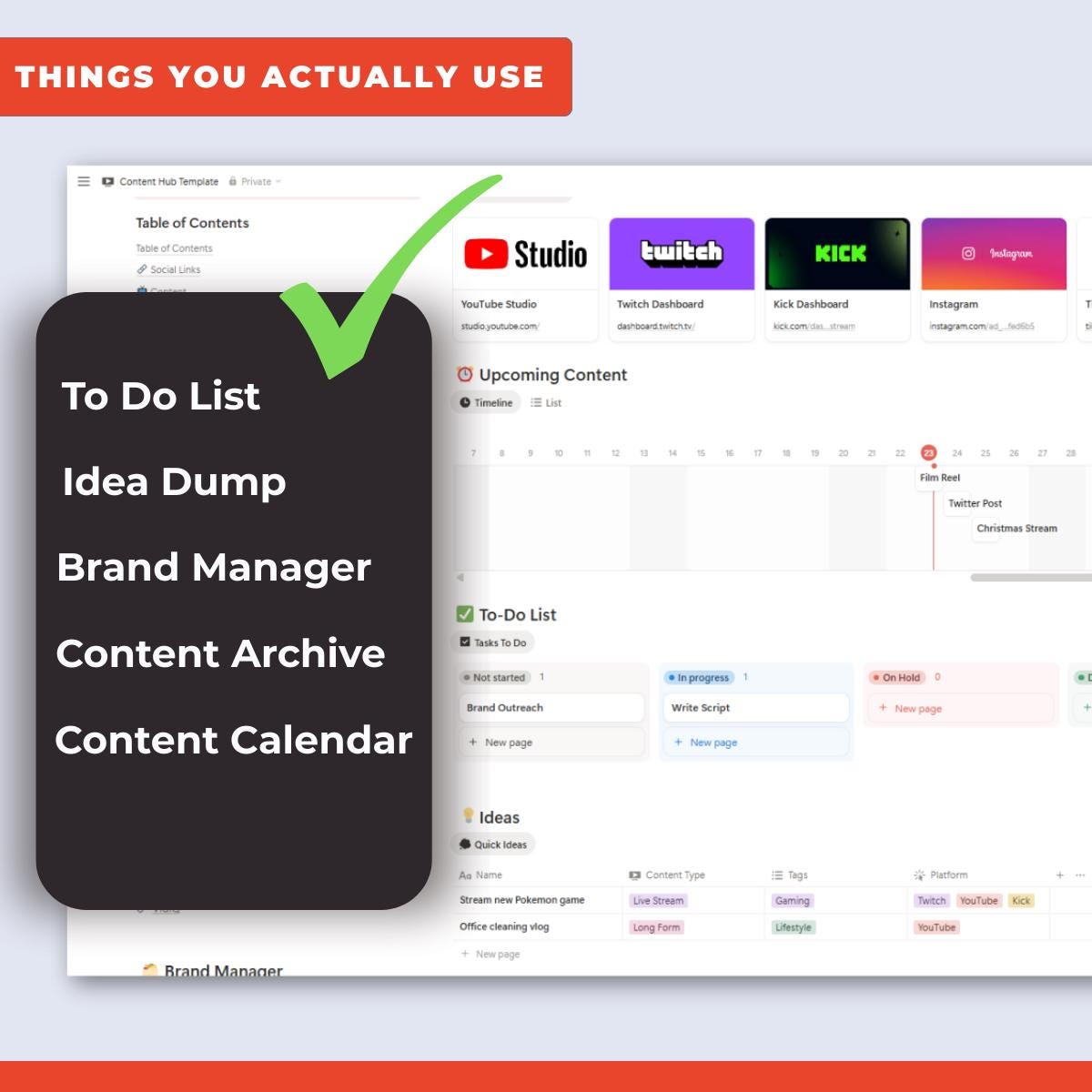 Content Creator Hub Notion Template | Social Media Planner (digital ...