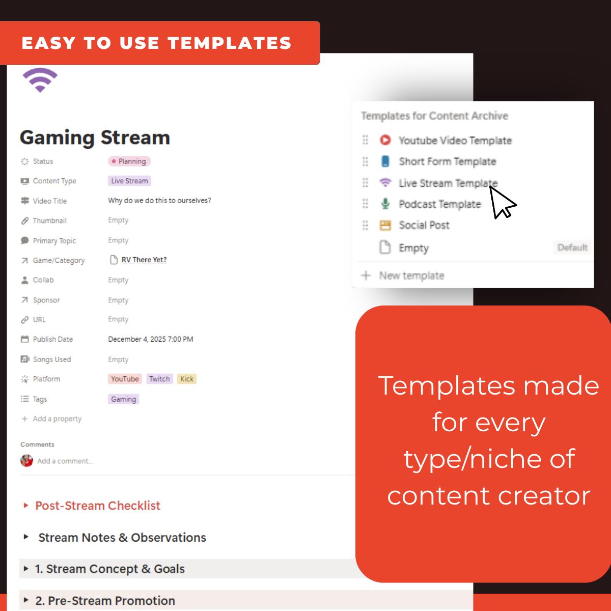 Content Creator Hub Notion Template | Social Media Planner (digital ...