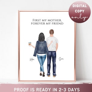 Ritratto di madre e figlio Regalo personalizzato Regalo per la festa della mamma da parte del figlio Regalo di compleanno per la mamma Regalo di stampa per mamma e figlio per lei Personalizzato 2