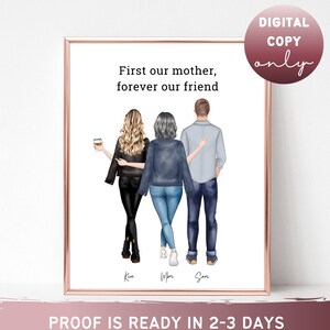 Regalo personalizzato Ritratto di madre e figlia Regalo per la festa della mamma da parte della figlia Regalo di compleanno per la mamma Stampa di mamma e figlio regalo per lei 2