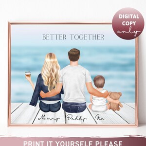 Personalized gift Fathers day gift Custom Gifts for Dad Birthday Gift Family portrait Family print Father Daughter portrait Christmas Gift
