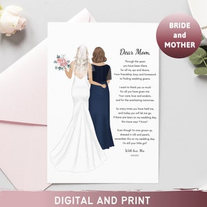 Poem from Daughter to Mom | Bride and Mother Portrait | Mother of the Bride Gift | Mom and Daughter | Personalized Gift | Wedding Gift
