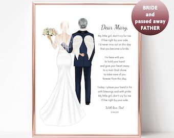 Passed away Father of the Bride Gift Personalized Lost Loving Memory Sign Letter from Heaven Memorial Sign Remembrance Wedding Keepsake
