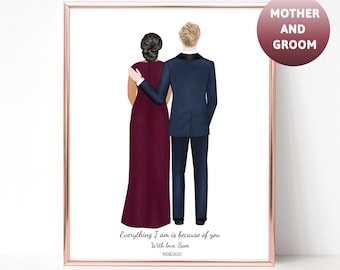 Mother of the Groom Gift, Mom and son portrait, Gift for Mom of the groom, Marriage gift, Wedding art, Mother Wedding Gift, Wedding Portrait