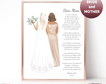 Mother of the Bride Poem from Daughter to Mom Mother of the Bride Gift Personalized Gift Wedding Gift Wedding Keepsake Wedding Print drawing