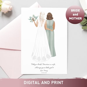 Poème de la mère de la mariée de la fille à la maman Cadeau pour la mère de la mariée Cadeau personnalisé Cadeau de mariage Souvenir de mariage Impression dessin