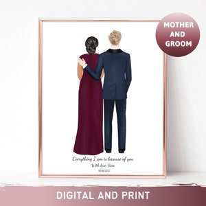 Mother of the Groom Gift for Mom of the groom card Personalized Gift Mother Wedding Gift Wedding Portrait Wedding Print Wedding Drawing