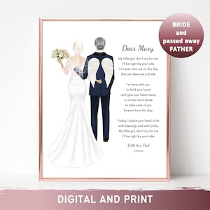Cadeau du père de la mariée décédé Panneau personnalisé Souvenir d'amour perdu Lettre du ciel Panneau commémoratif Souvenir de mariage Souvenir