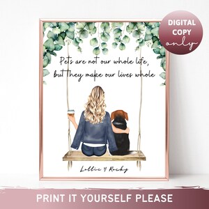 Pet and Owner print Custom Pet print Dog portrait Gift for pet owner Pet lover print Personalized gift Dog mom Pet memorial Christmas gift