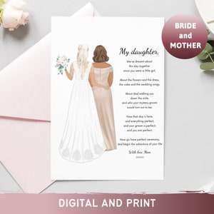 Poème de la mère de la mariée à sa fille Cadeau pour la mère de la mariée Cadeau personnalisé Cadeau de mariage Souvenir de mariage Carte de mariage imprimée