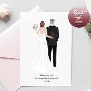 Cadeau père de la mariée Cadeau personnalisé Père de la mariée Impression cadeau pour papa Cadeau de mariage Souvenir de mariage Carte de mariage imprimée