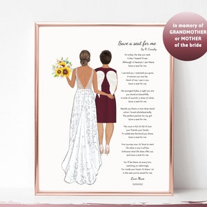 Passed Away Mom Lost Loving Memory Sign Passed away Mother of the Bride Gift Wedding Gift from Deceased Mom Letter from Heaven Memorial Sign