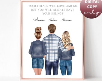 Brother gifts Best friend gifts Best Friends print Gift for sister Personalized gift for him Birthday gifts Friendship Long Distance Gift 1