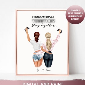 Regalo per giocatori, regali per i migliori amici, regalo per le migliori amiche, regalo BFF per le migliori amiche, regalo di compleanno per Xbox, PlayStation, Nintendo, regalo personalizzato, regalo per fidanzate, stampa per le migliori amiche