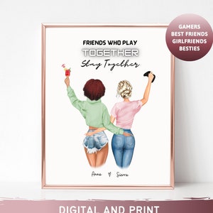 Regalo per giocatori, regali per i migliori amici, regalo per le migliori amiche, regalo BFF per le migliori amiche, regalo di compleanno per Xbox, PlayStation, Nintendo, regalo personalizzato, regalo per fidanzate, stampa per le migliori amiche