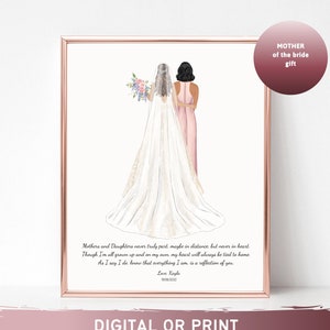 Poème de la mère de la mariée de la fille à la maman Cadeau pour la mère de la mariée Cadeau personnalisé Cadeau de mariage Souvenir de mariage Impression dessin