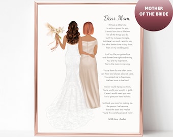 Mother of the Bride Poem from Daughter to Mom Mother of the Bride Gift Personalized Gift Wedding Gift Wedding Keepsake Wedding Print drawing