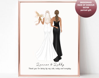 Bridesmaid Gift for Maid of Honor Bridesmaid Proposal Sister of the Bride To my sister Personalized Bridesmaid Print Wedding Gift for Bride