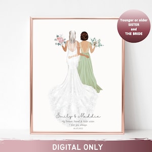 Braut und Trauzeugin | Personalisierte Brautjungfer Geschenk | Hochzeitsgeschenk für Braut | Brautjungfer Druck | Hochzeit Illustration | Personalisierte Kunst