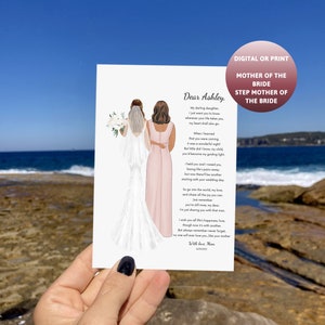 Personalized Bride and Mother Portrait | Mother of Bride Custom Wedding Art | Marriage Gift | Mom and Daughter Drawing | Digital or print