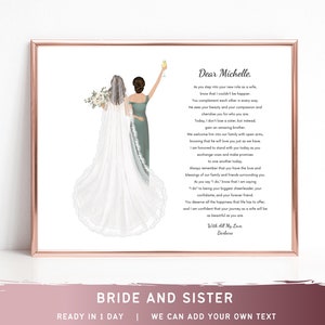 Presente para noiva e madrinha | Impressão personalizada para madrinha | Presente para madrinha | Presente de casamento para noiva | Ilustração de casamento | Arte de casamento