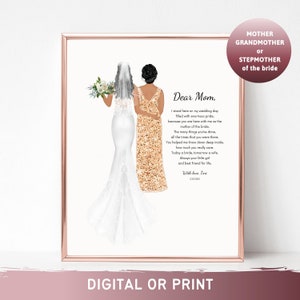 Mother of the Bride Gift, Bride and mother, Bride and mom, Poem from Daughter to Mom, Wedding Gift, Wedding Keepsake for Mother, Bride print