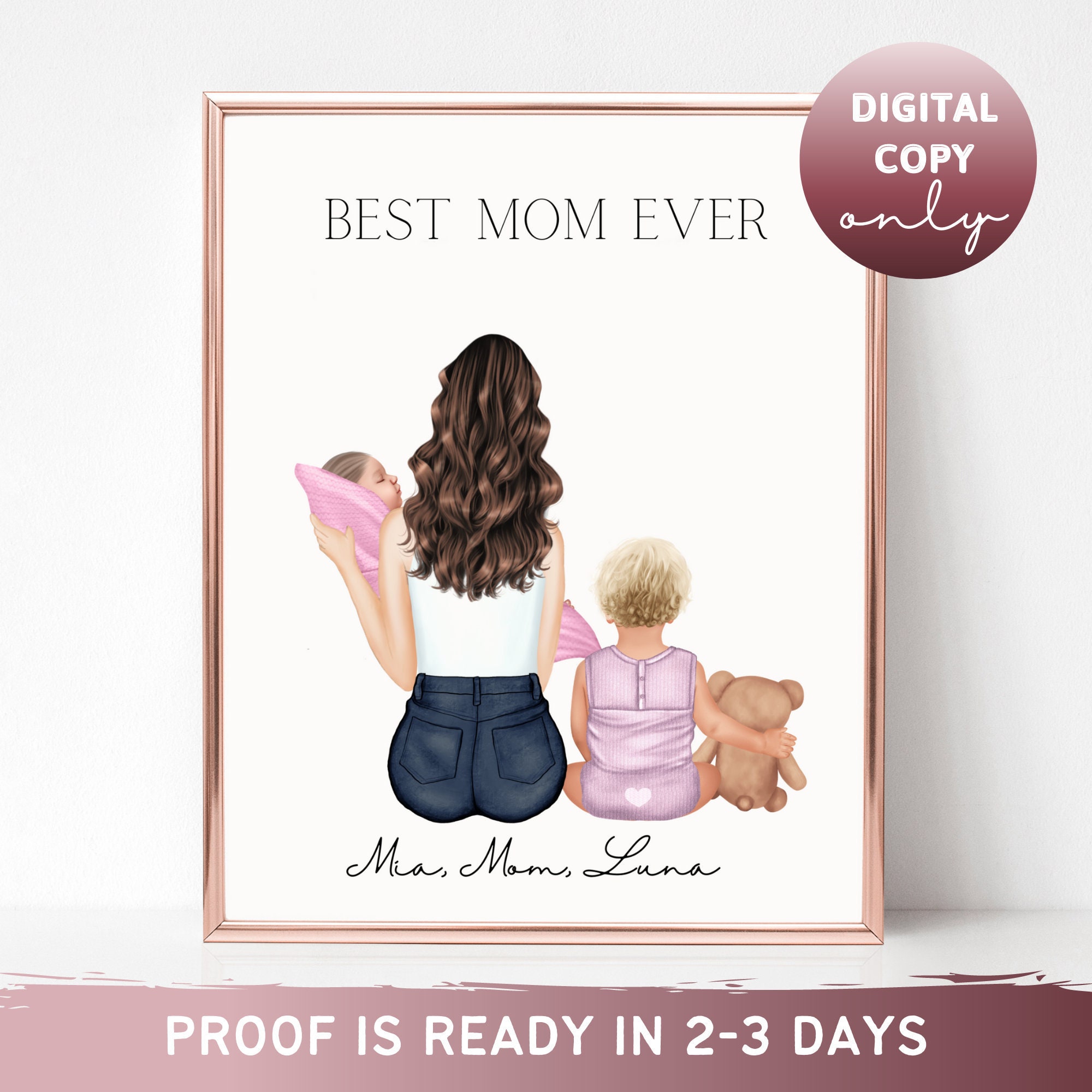 Personalized Gift Mother and Daughter Portrait Mothers Day Etsy