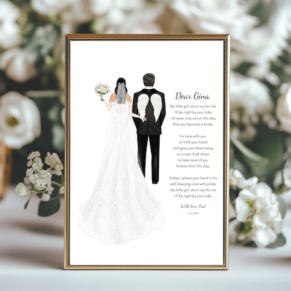 Passed away Father of the Bride Gift Personalized Lost Loving Memory Sign Letter from Heaven Memorial Sign Remembrance Wedding Keepsake