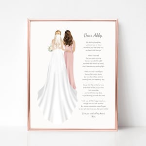 Ritratto della madre della sposa Regalo della madre della sposa Regalo da figlia a mamma Regalo personalizzato Regalo di nozze Ricordo di nozze Disegno di nozze